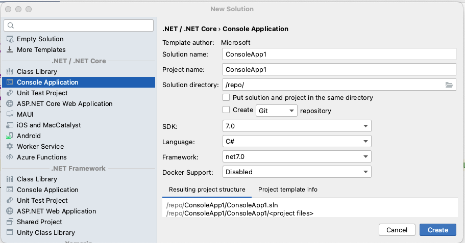Project Selection uisng JetBrains Rider